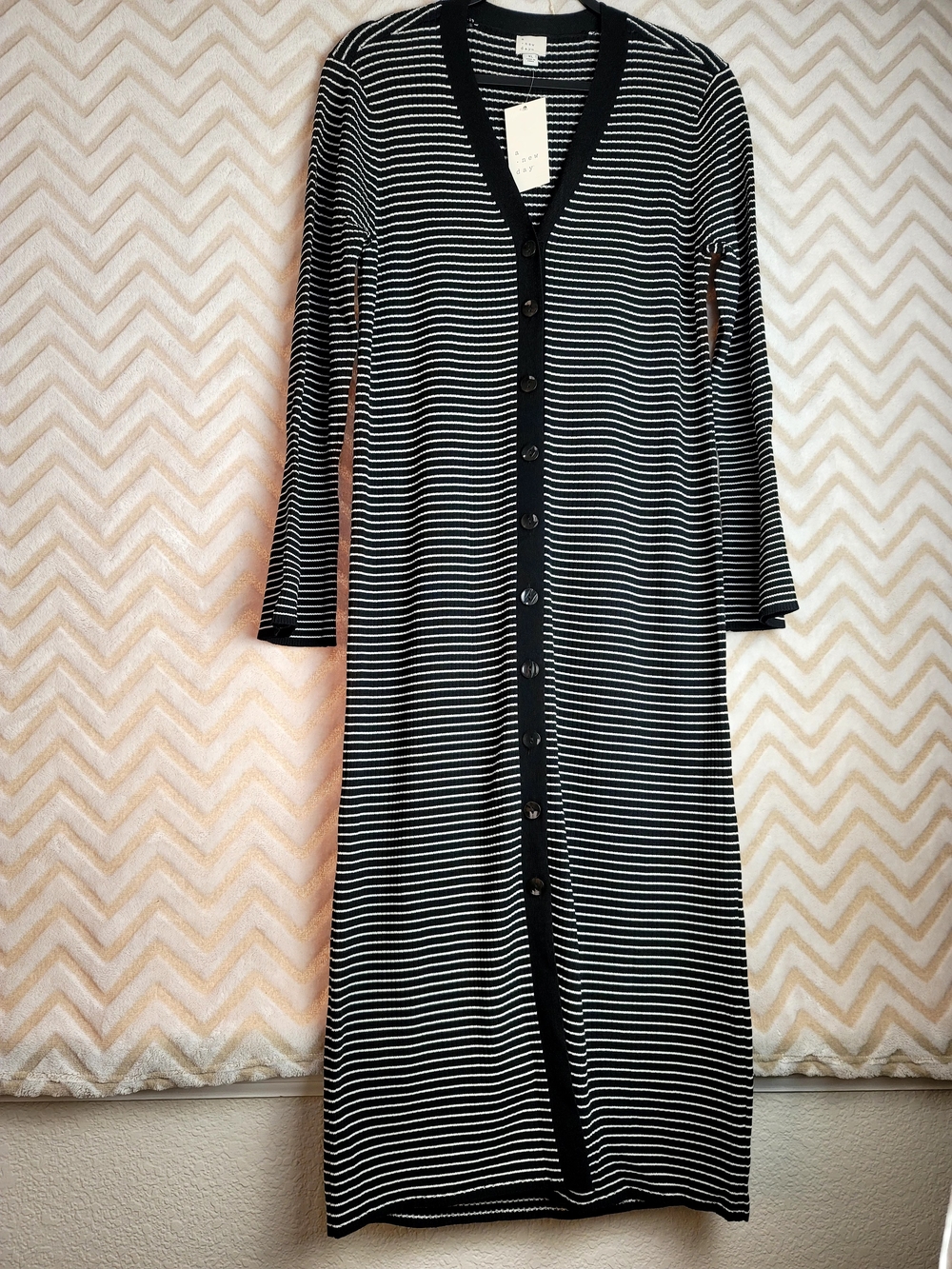 a new day Black & White Striped Maxi Button-Front Dress - Picture 2 of 7